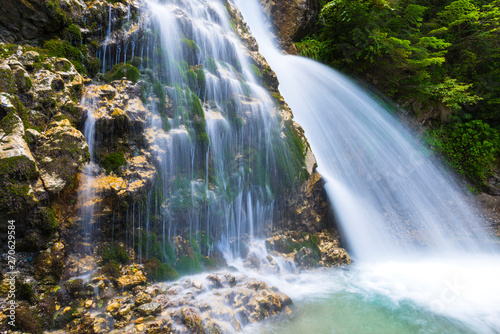 Fototapeta Naklejka Na Ścianę i Meble -  Amazing waterfall in Bucegi Mountaiuns, Urlatoarea waterfall