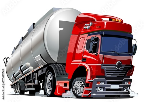 Cartoon semi tanker truck isolated on white background