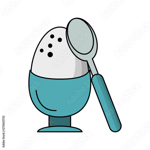Hard boiled egg with spoon