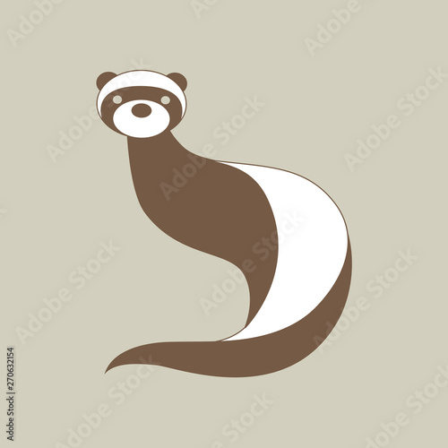 Ferret. Vector illustration of logo. Stylized, simplified and isolated cute animal.