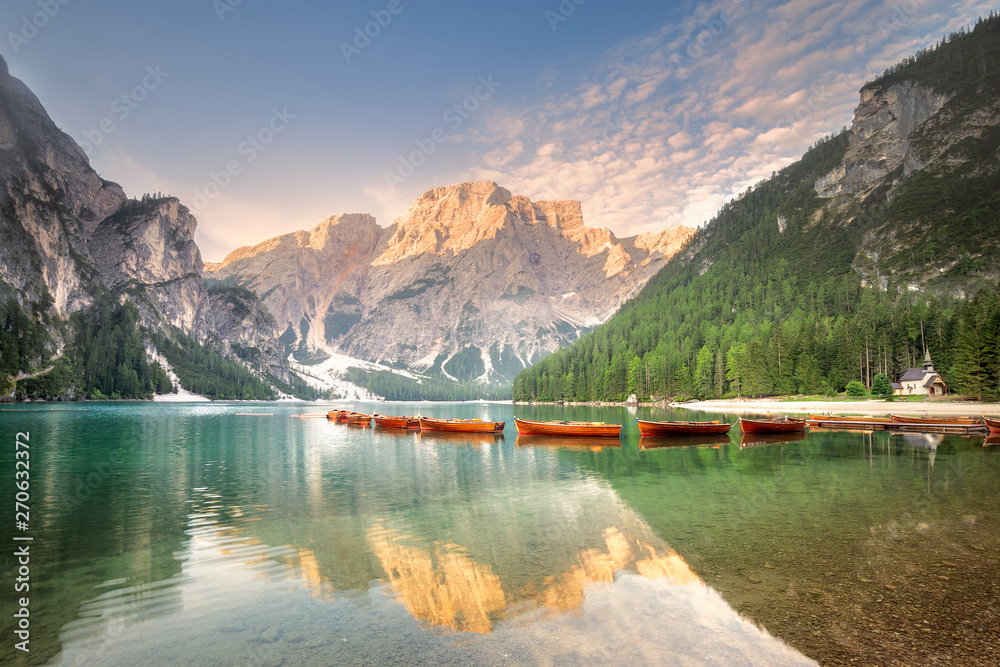 Lago di Braies in National Park Dolomites, Italy