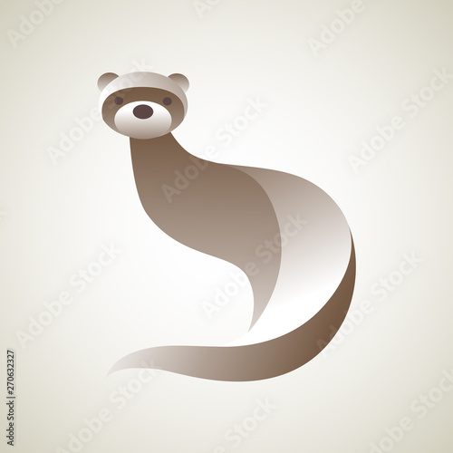 Ferret. Vector illustration of logo. Stylized, simplified and isolated cute animal.