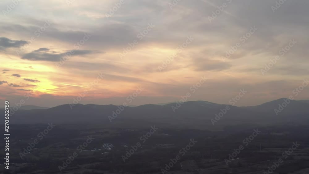 Colorful sky above mountains Stol and Deli Jovan 4K drone video Colorful sky above mountains Stol and Deli Jovan 4K drone video