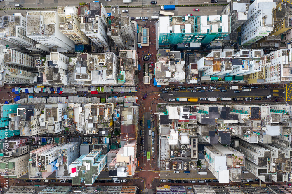 Top view of Hong Kong city