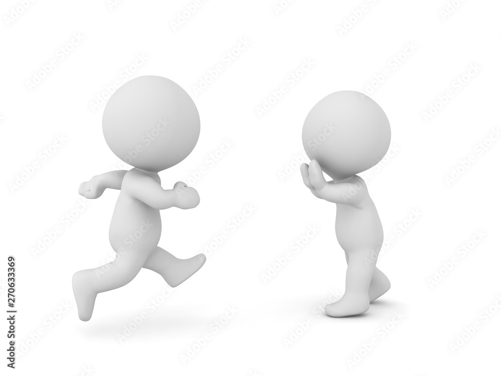 3D Character trying to block another person 3D Character trying to block another person