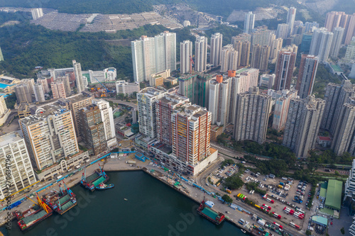 Aerial view of Hong Kong downtown city © leungchopan