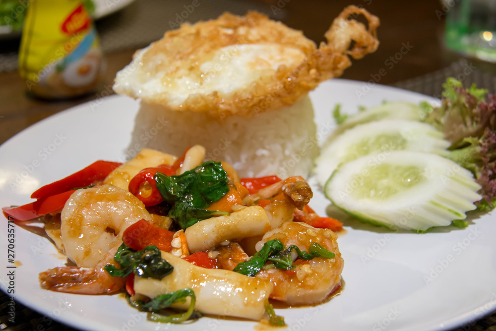 A thai spicy seafood
