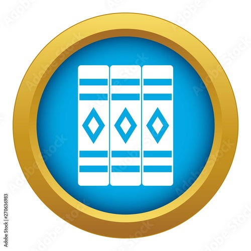 Three literary books icon blue vector isolated on white background for any design