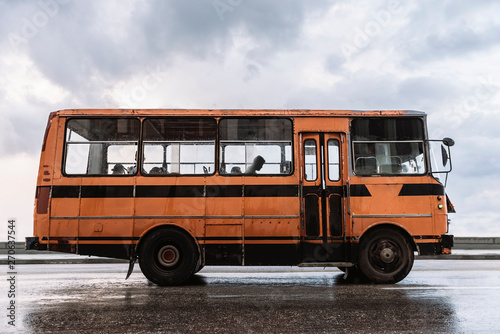 Weathered public transport on street