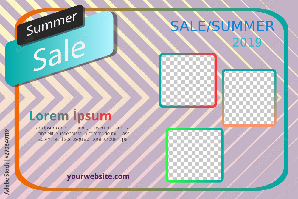 Summer sale and discount week, discount white minimalist web banner template for your website with photo space Summer sale and discount week, discount white minimalist web banner template for your website with photo space