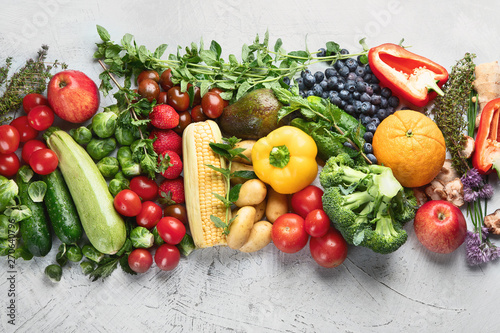 Assortment of fresh fruits and vegetables