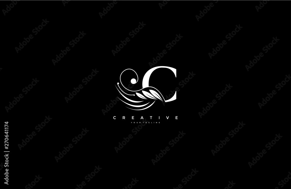 Initial C letter luxury beauty flourishes ornament monogram logo Stock ...
