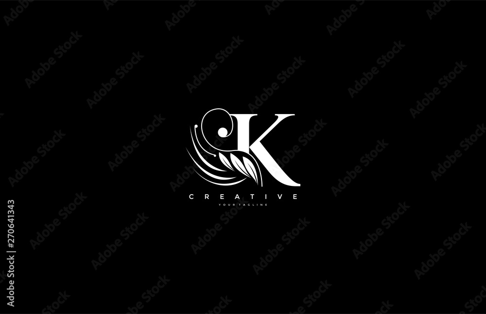 Initial K letter luxury beauty flourishes ornament monogram logo - obrazy, fototapety, plakaty 
