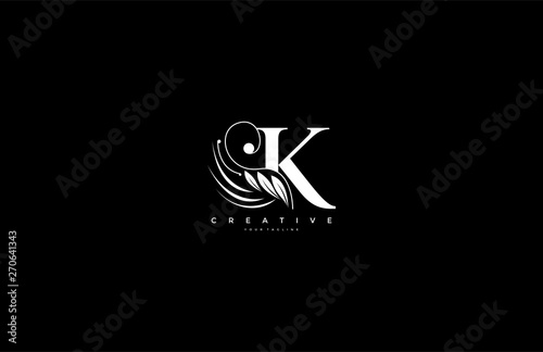 Initial K letter luxury beauty flourishes ornament monogram logo photo