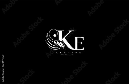Initial KE letter luxury beauty flourishes ornament monogram logo
