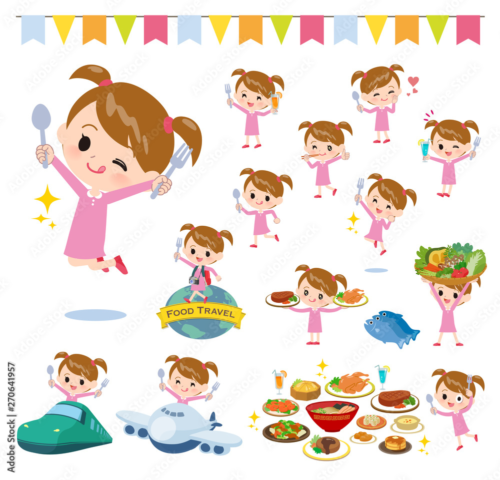 Pink clothing girl_food festival Pink clothing girl_food festival