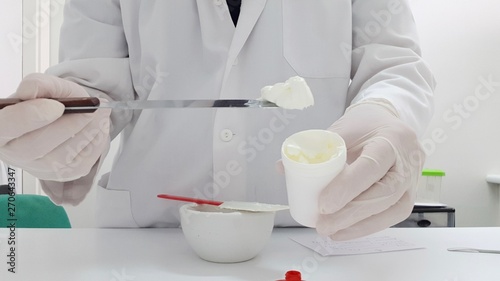 Making a cream in the pharmacy laboratory