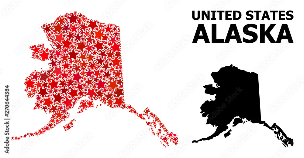Red Star Mosaic Map of Alaska State