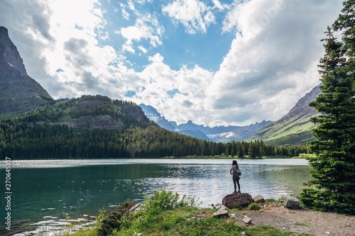 A young female hiker in Glacier National Park photo