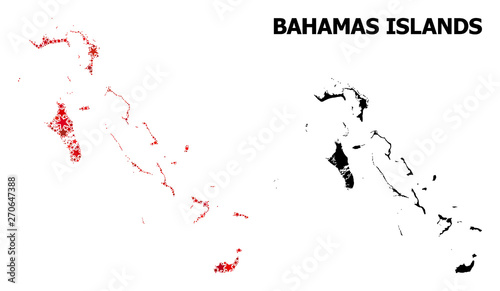 Red Starred Pattern Map of Bahamas Islands