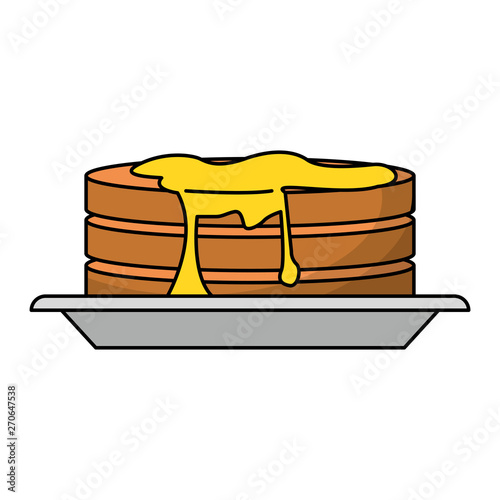 Pancakes with syrup on dish