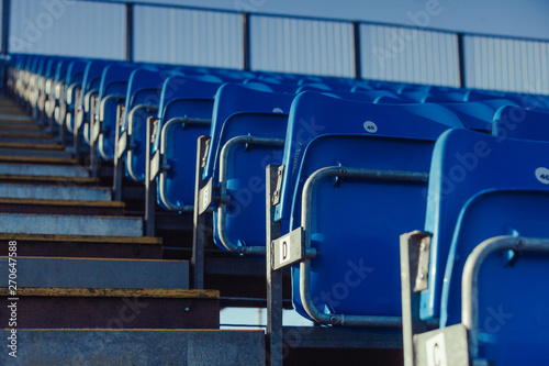 Row of bleachers in the stadium