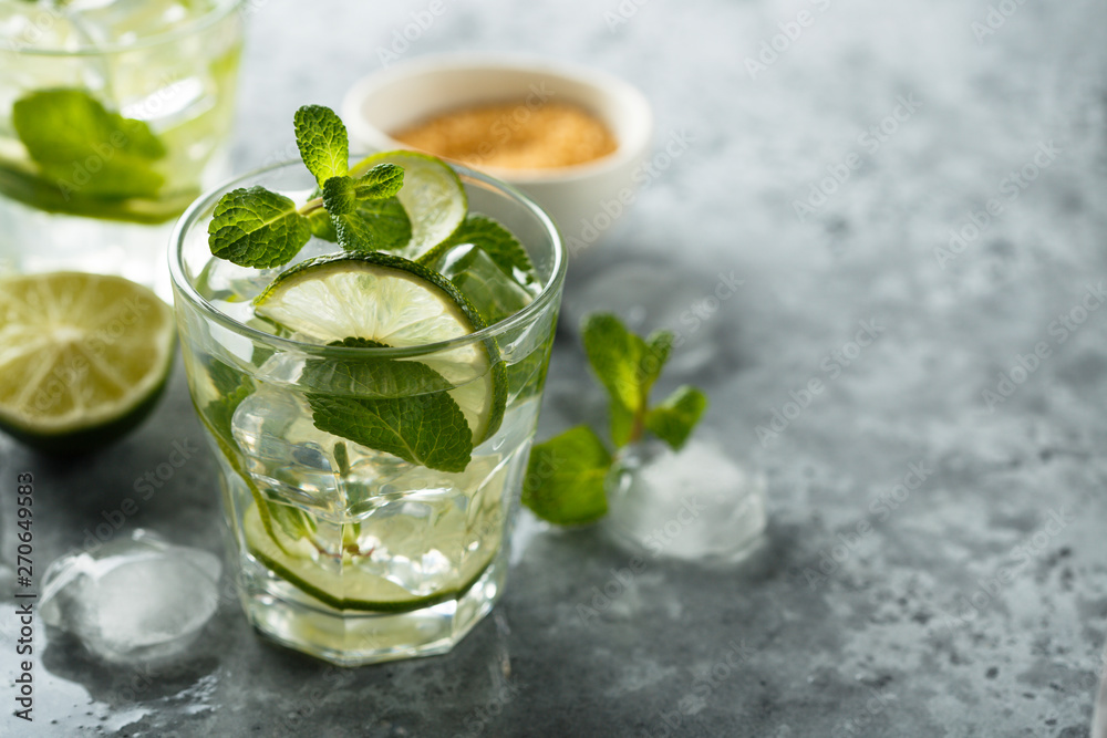 Classic refreshing Mojito cocktail with lime and mint Classic refreshing Mojito cocktail with lime and mint