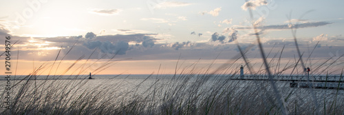 sunset on lake Michigan  photo