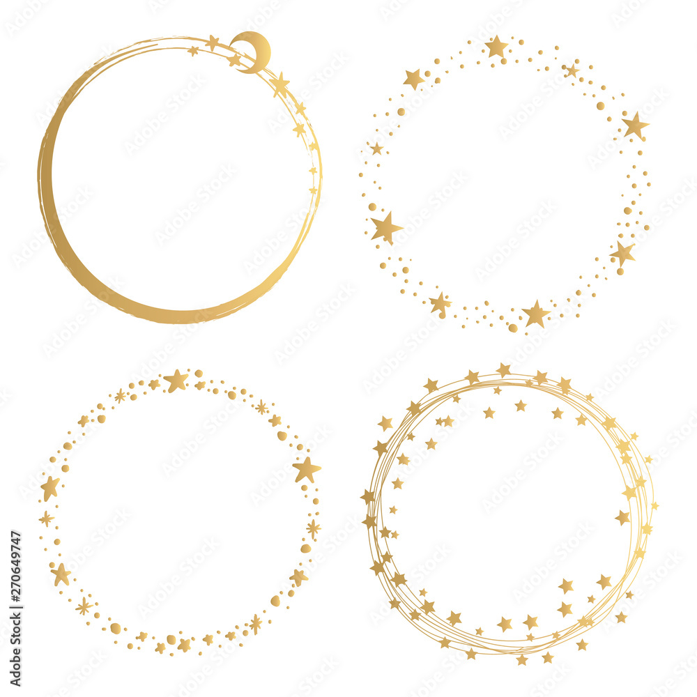 Set of Golden Starry Round Frames Set of Golden Starry Round Frames