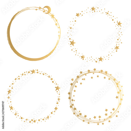 Set of Golden Starry Round Frames