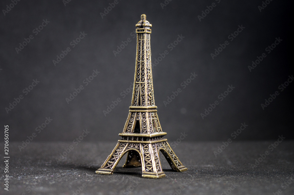 Small statue of the Eiffel Tower in Paris
