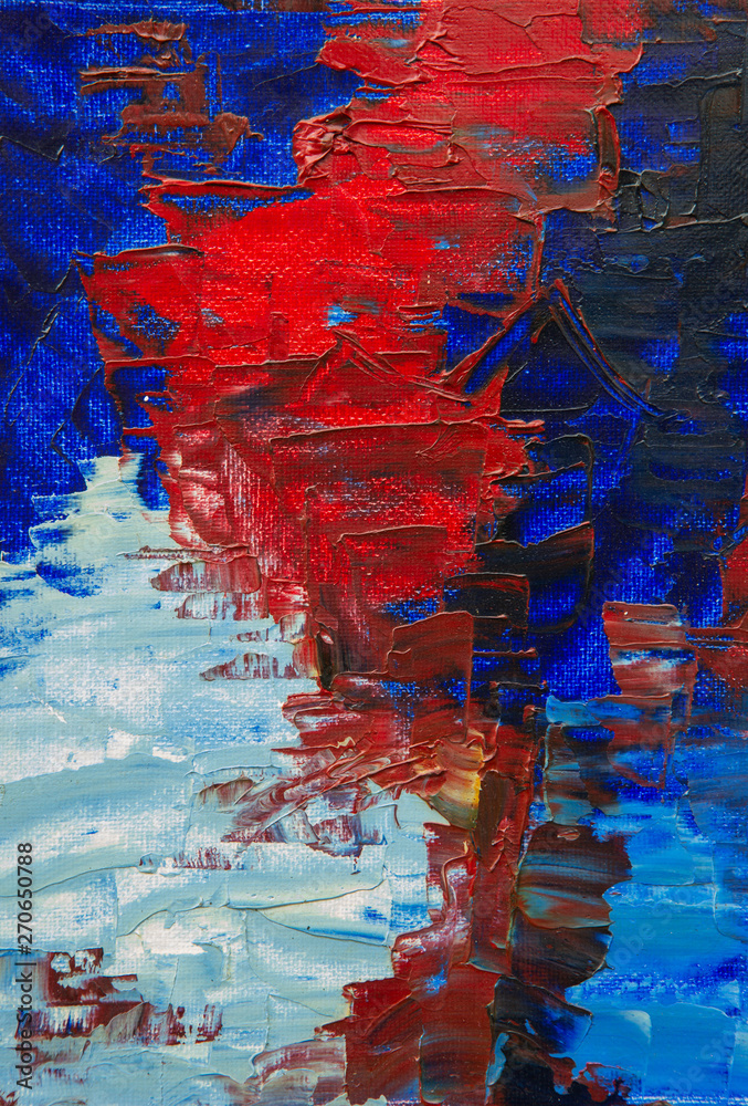 Abstract oil painting of red and blue tones Stock Photo | Adobe Stock