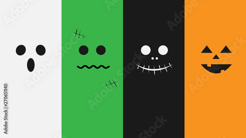 Halloween monsters face vector illustration