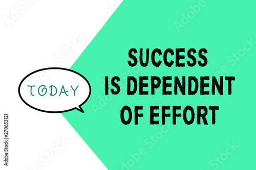 Word writing text Success Is Dependent Of Effort. Business concept for Make effort to Succeed Stay Persistent.