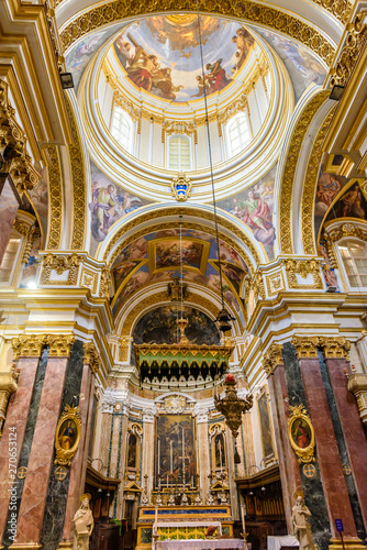 Altar and dome of Saint Paul's Cathedral, Mdina, Malta.