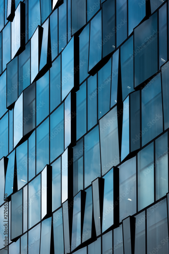 Opened glass building windows.