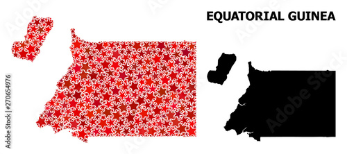 Red Starred Mosaic Map of Equatorial Guinea