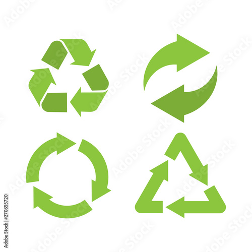 Green recycle icon, vector illustration