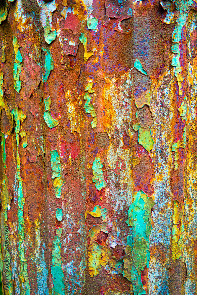 A Very Weathered Metal Rusty Heavy Paint Worn Off Background