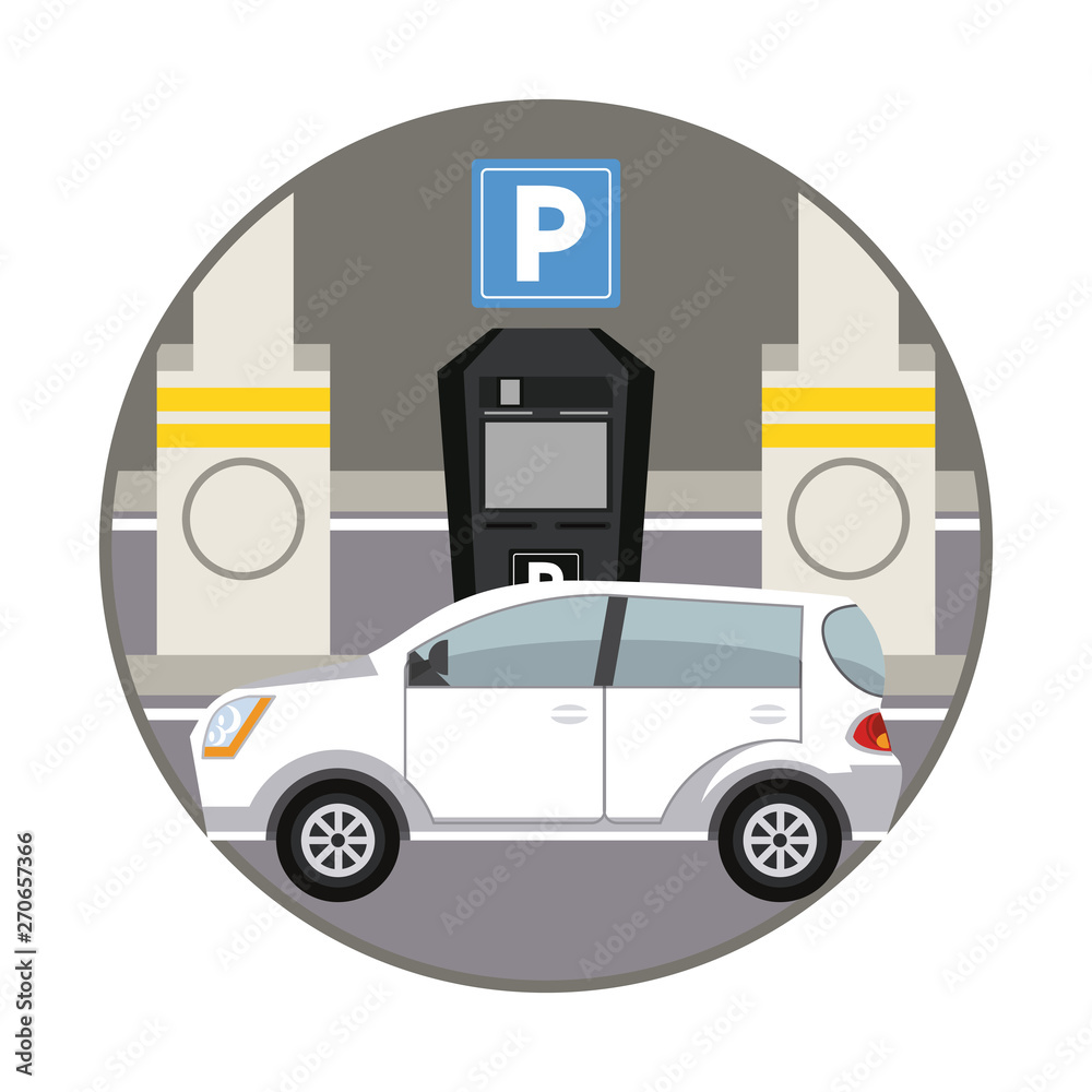 Fototapeta premium Car parking zone round icon
