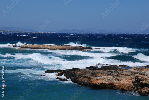 Stormy seas at the Hamolia beach near the city of Athens. Vravrona region, Attica, Greece. photo