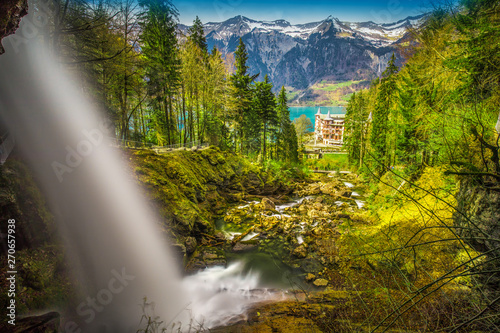 Fototapeta Naklejka Na Ścianę i Meble -  Giessbach waterfall on the Brienzersee near Interlaken, Brienz, Switzerland, Europe