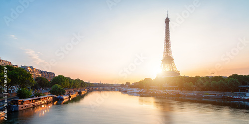 scenic view of the Eiffel Tower during sunrise