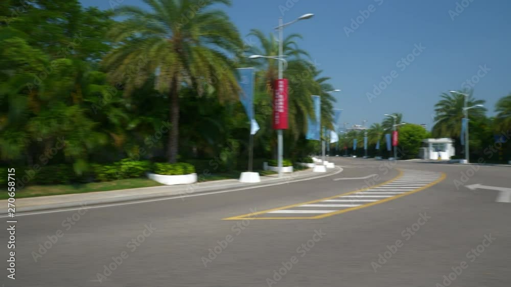 sanya city bay sunny day car side window road trip pov panorama 4k hainan china sanya city bay sunny day car side window road trip pov panorama 4k hainan china