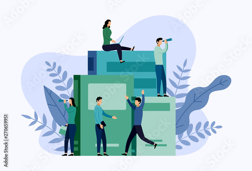 Book library or book festival poster concept banner, education vector illustration