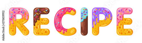 Donut cartoon recipe biscuit bold font style