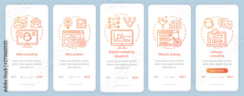Web consulting onboarding mobile app page screen vector template