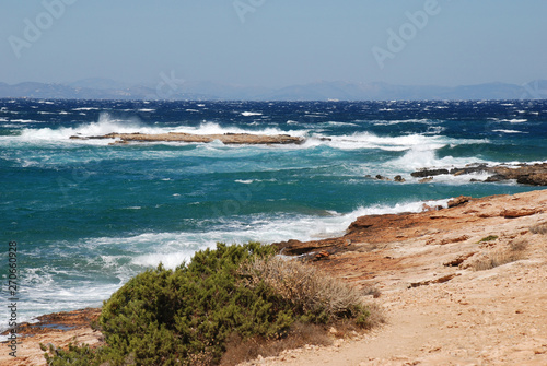 Stormy seas at the Hamolia beach near the city of Athens. Vravrona region  Attica  Greece.