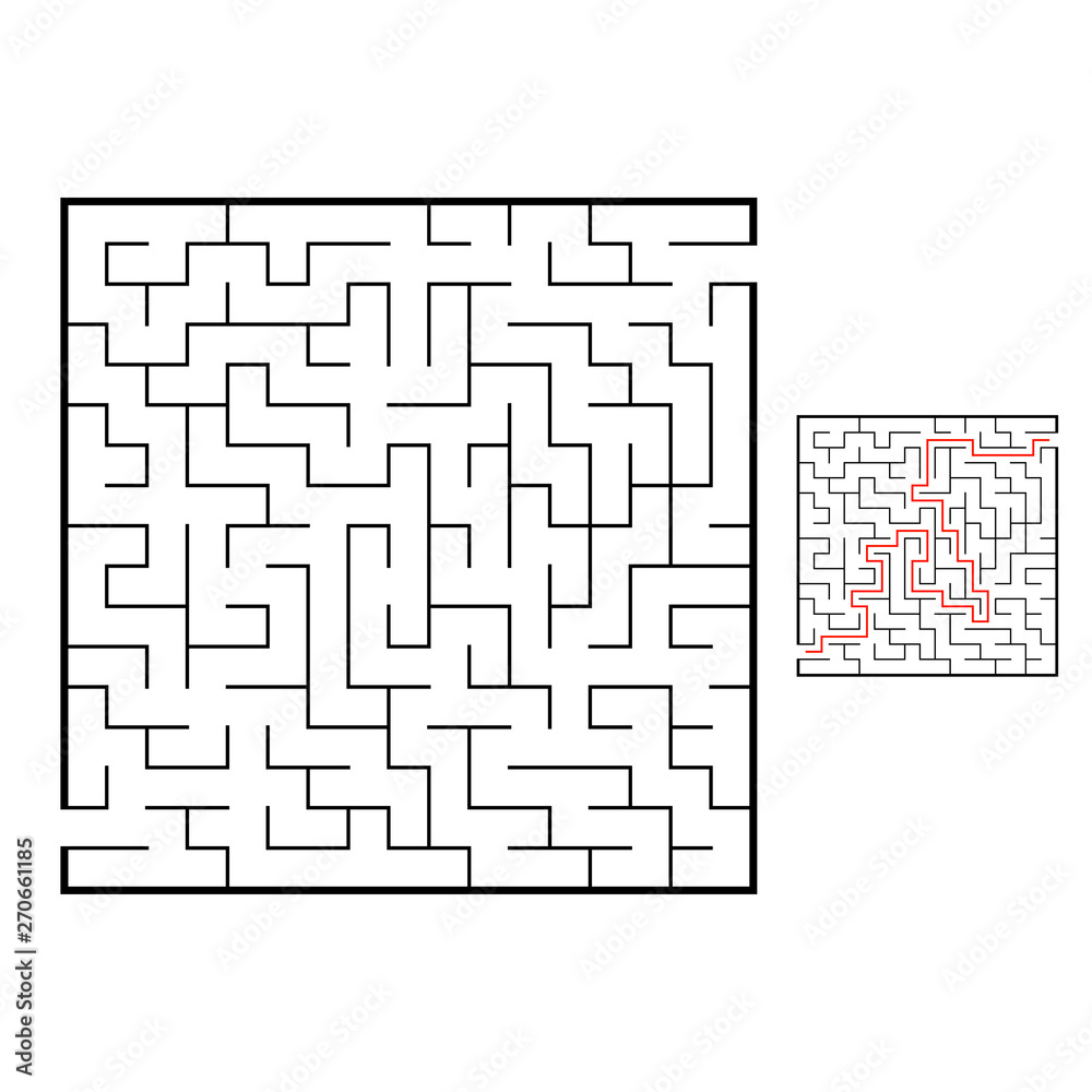 Abstact labyrinth. Educational game for kids. Puzzle for children. Maze conundrum. Find the right path. Vector illustration.