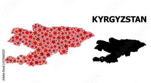 Red Star Mosaic Map of Kyrgyzstan photo